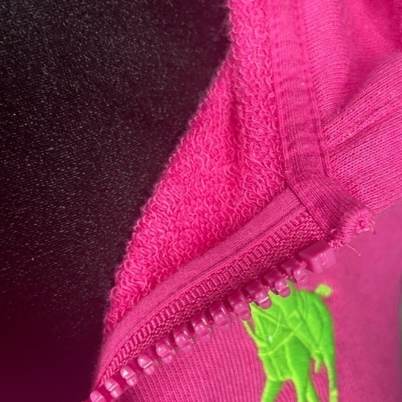 Vintage RALPH LAUREN Zip Up Hoodie Bright Pink Med​​​​​​​​​​​​​​​​​​​​​​​​​ - Picture 9 of 12